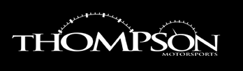 A black and white logo for thompson motorsports