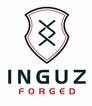 The logo for inguz forged is a shield with a cross on it.