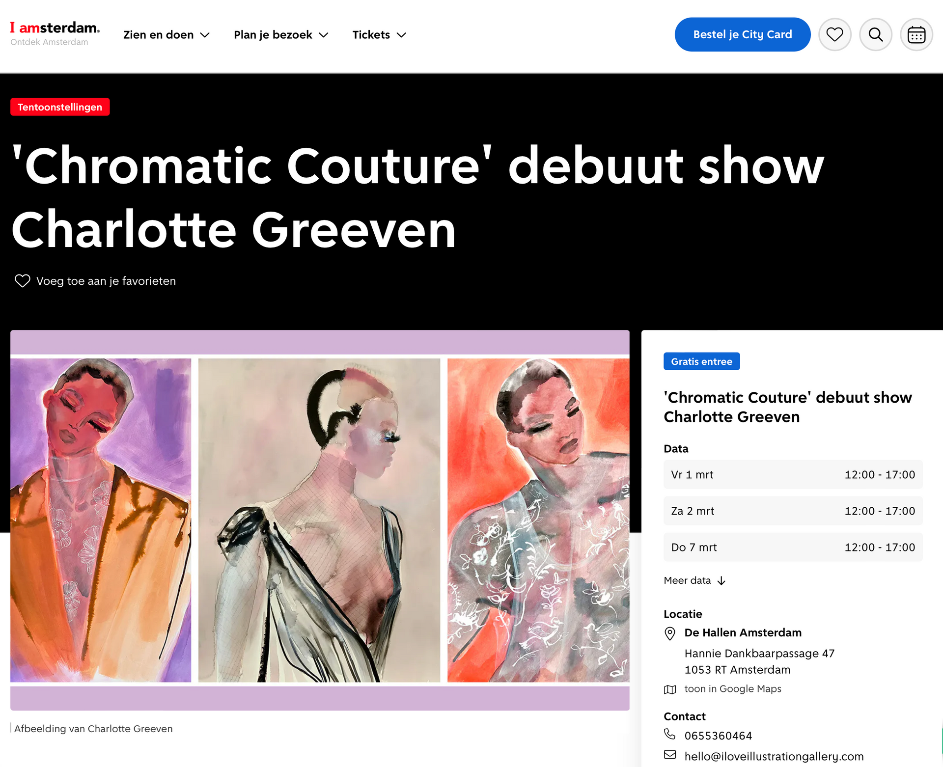 Chromatic Couture, solo expositie exhibition show Charlotte Greeven in I Love Illustration Gallery De Hallen Amsterdam