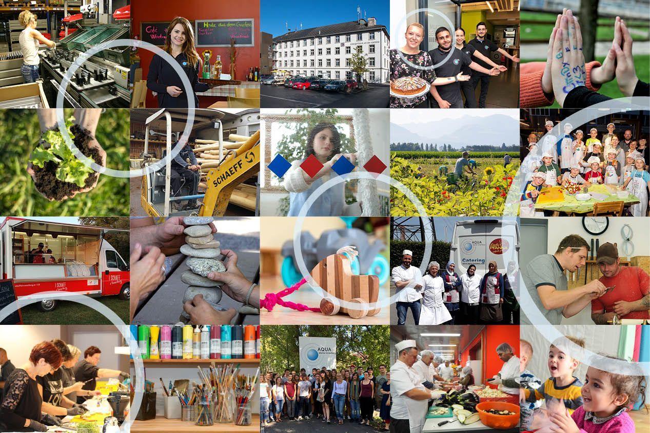 Eine Collage aus Bildern von Menschen, die verschiedene Dinge tun.