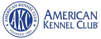 The American Kennel Club logo, featuring a circular blue emblem with 