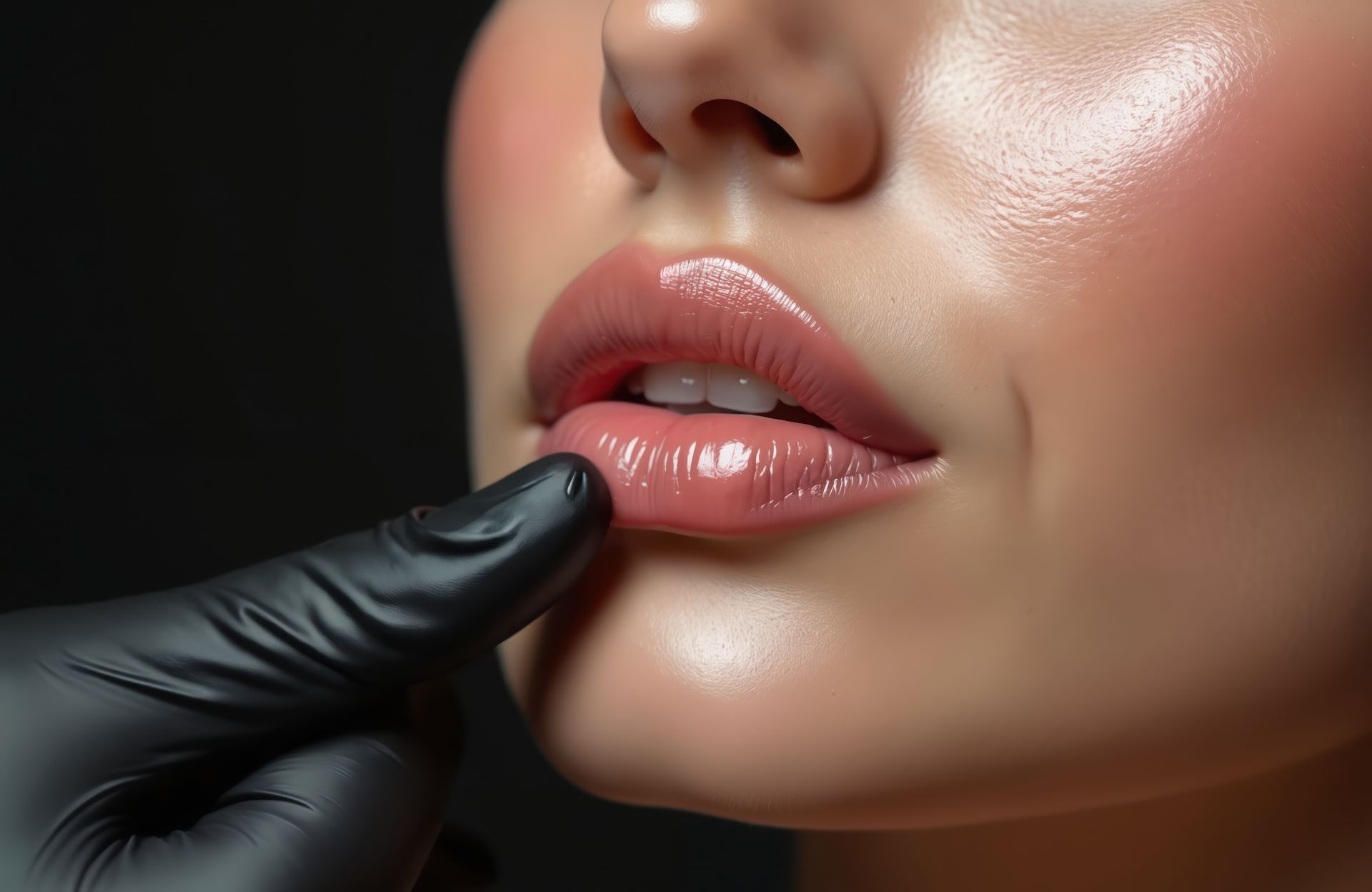 Eine Frau bekommt eine Botox-Injektion in die Lippen.