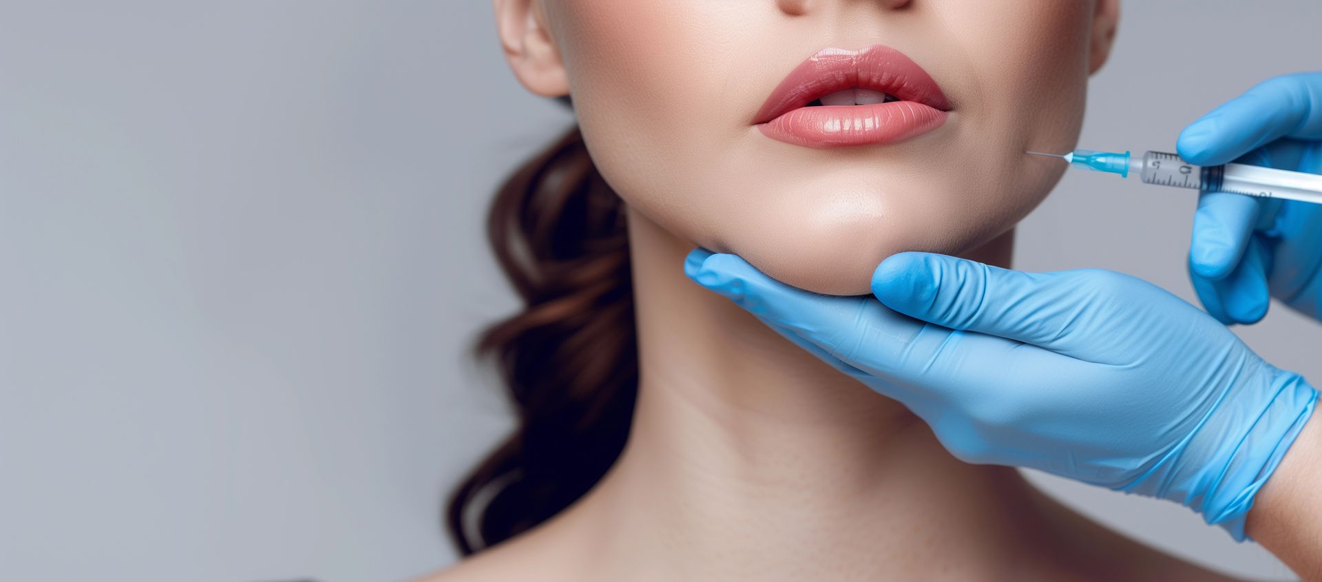 Eine Frau bekommt eine Botox-Injektion ins Gesicht.