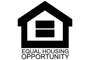A black and white logo for equal housing opportunity