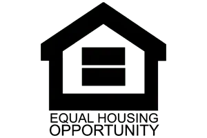 A black and white logo for equal housing opportunity