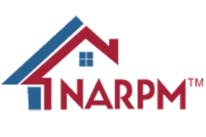 The logo for narpm shows a house with a red roof