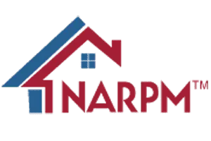 The logo for narpm shows a house with a red roof