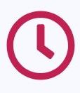 A clock icon in a red circle on a white background.