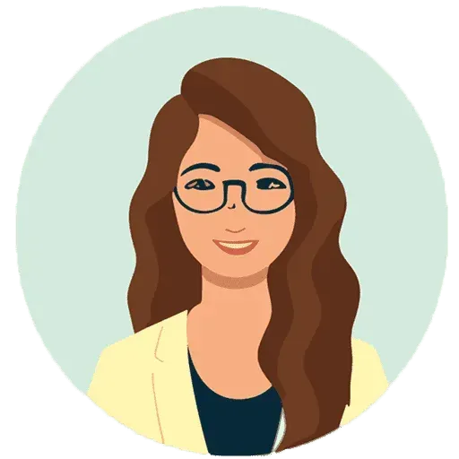 A cartoon illustration of a woman wearing glasses and a yellow jacket.