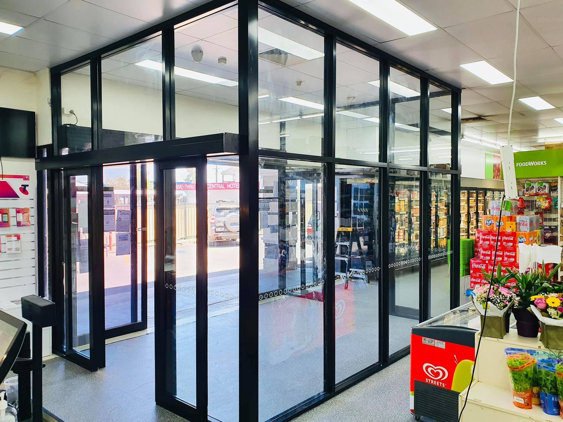 Newly Installed Glass in a shop — Innisfail Glass & Aluminium In Mission Beach, QLD