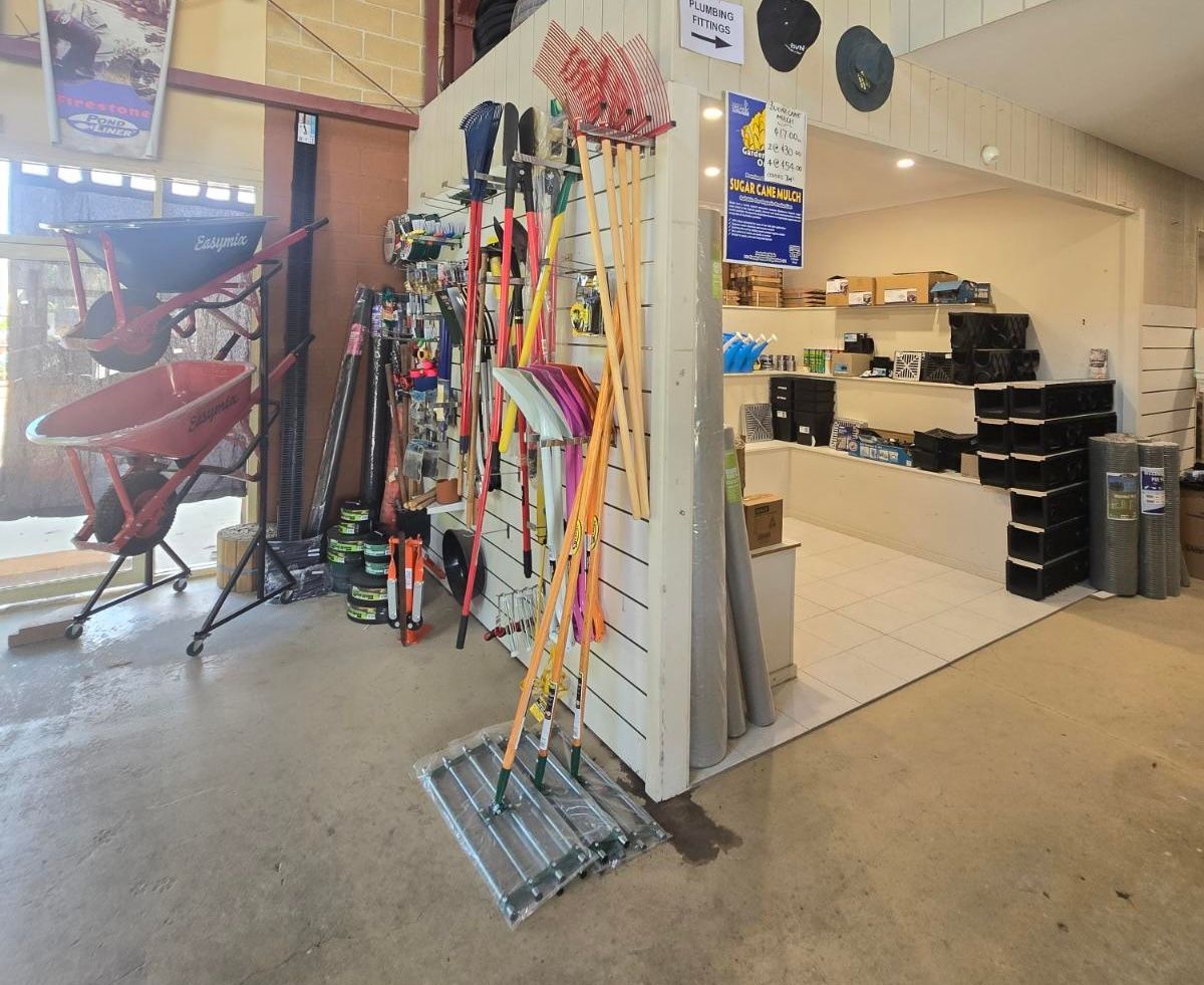 A Display of Tiles and Potted Plants in A Garden — BVN Landscape & Steel Supplies in St Georges Basin, NSW