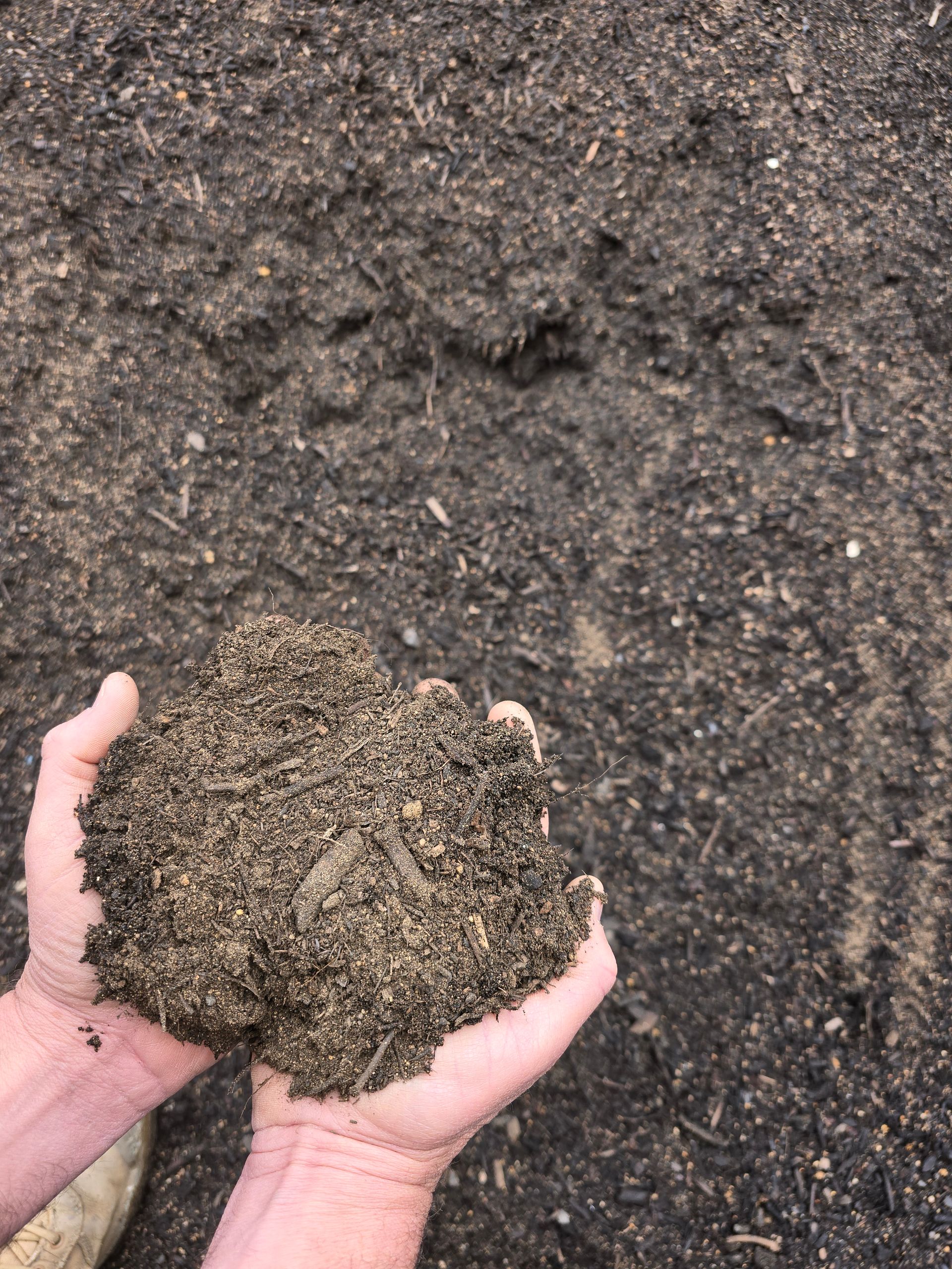 Hands Holding a Dark, Crumbly Soil Sample — BVN Landscape & Steel Supplies in Berry, NSW