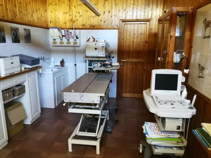 Una stanza con un tavolo e un ecografo