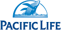 The logo for pacific life shows a whale in the water.