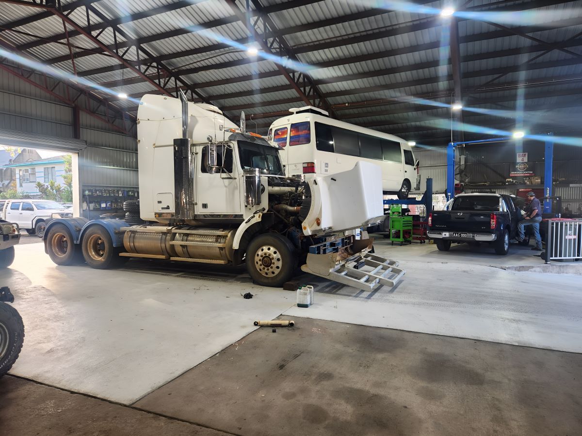 A Truck is Parked in a Garage — SMK Rural & Mechanical Pty Ltd in Rockhampton City, QLD