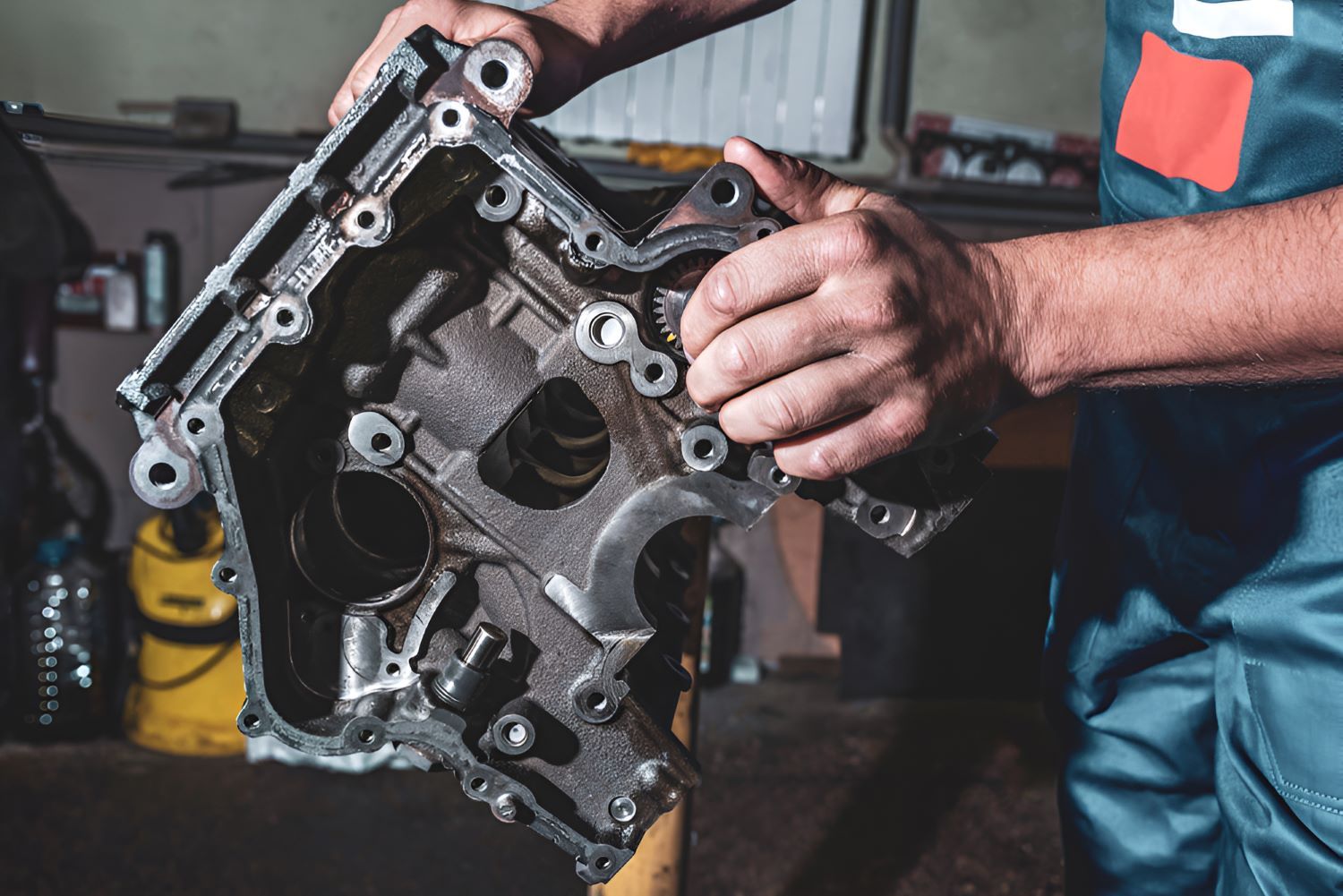 A Man is Holding a Piece of Engine Parts in His Hands — SMK Rural & Mechanical Pty Ltd in Rockhampton City, QLD