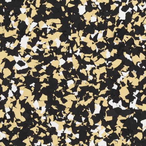 Black, white, and beige speckled terrazzo-like surface pattern.