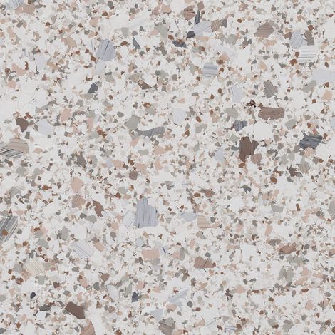 Speckled terrazzo surface with white, beige, pink, and gray chips