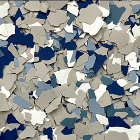 Abstract pattern of overlapping blue, gray, and white paper-like shards