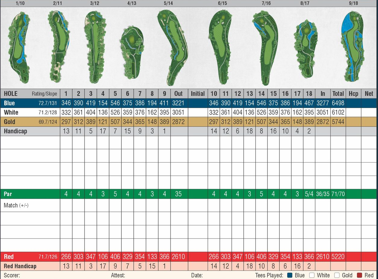 Image of golf course score card