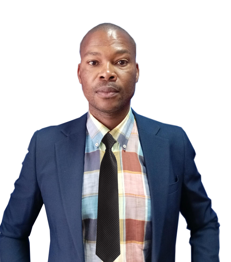 A man in a suit and tie is standing in front of a white background
