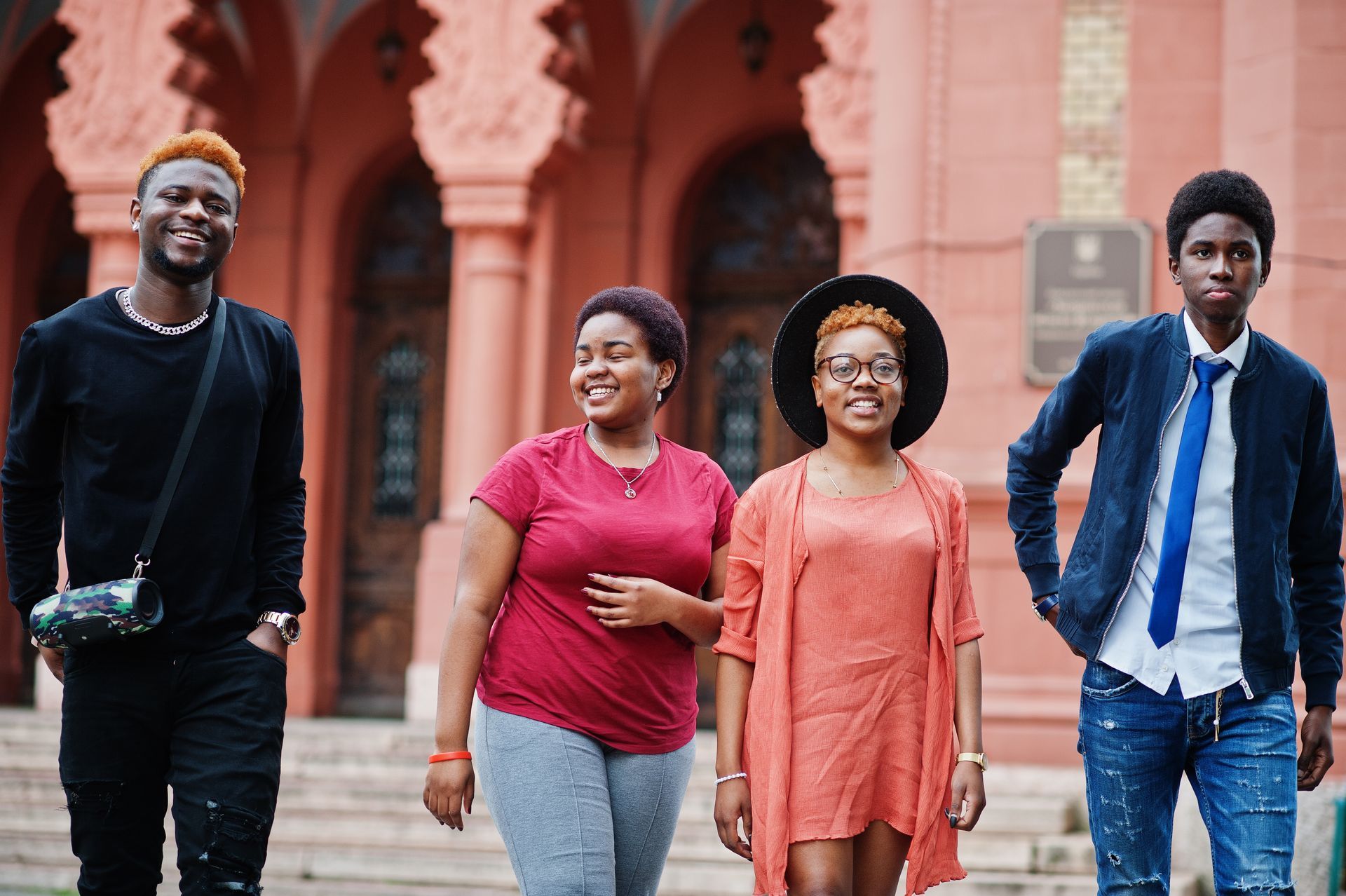 A group of young people are looking at a map.