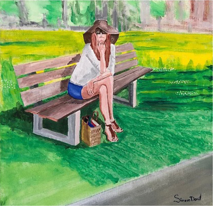 SIGNORA CON IL CAPPELLO Acrilico su tela 50x50