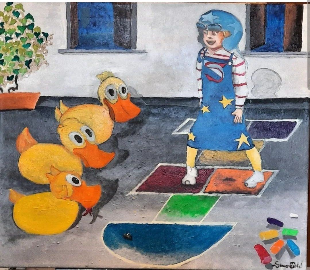 ANNARELLA E IL GIOCO DELLA CAMPANA Acrilico su tela 70x60