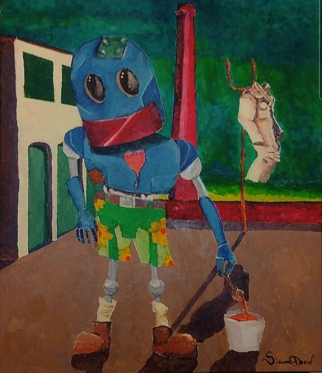 VISITA A DE CHIRICO Acrilico su tela 70x60