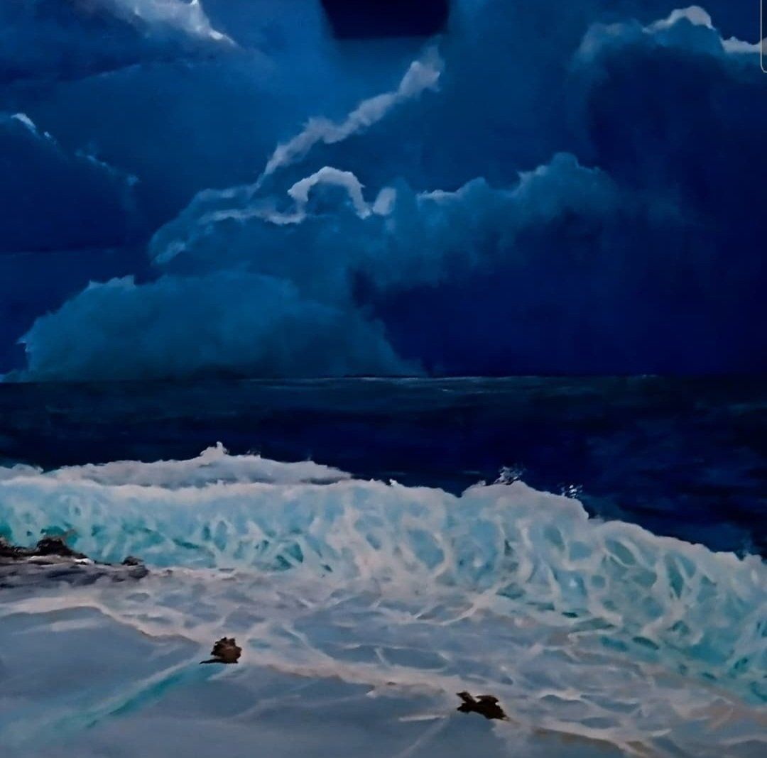 TIRRENIA A LUNA PIENA Acrilico su tela 80x80