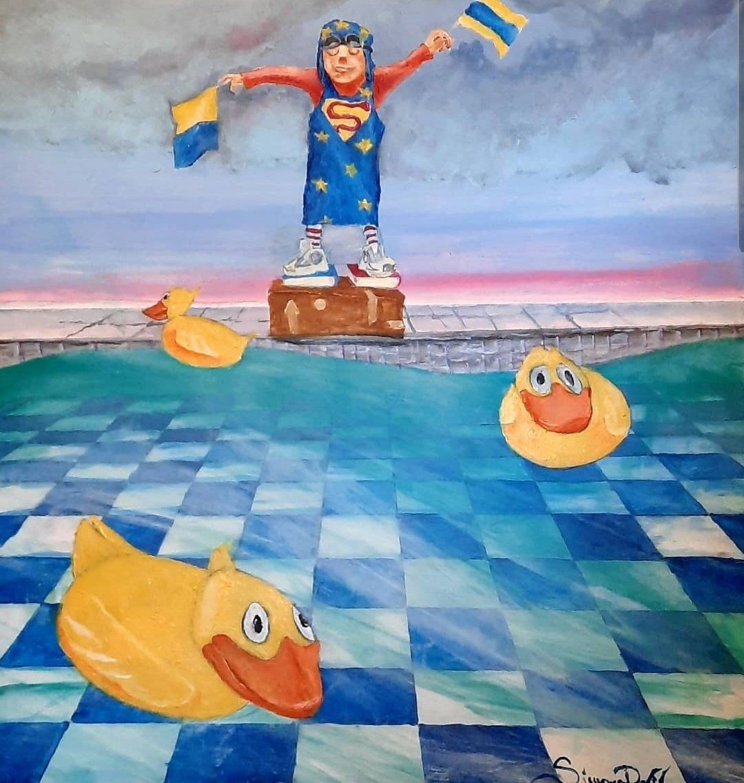 DAMA ACQUATICA Acrilico su tela 60x70