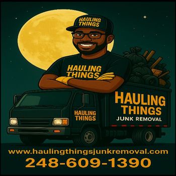 A logo for hauling things llc removal service