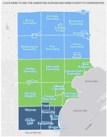 A map of Macomb County shows the cities and townships