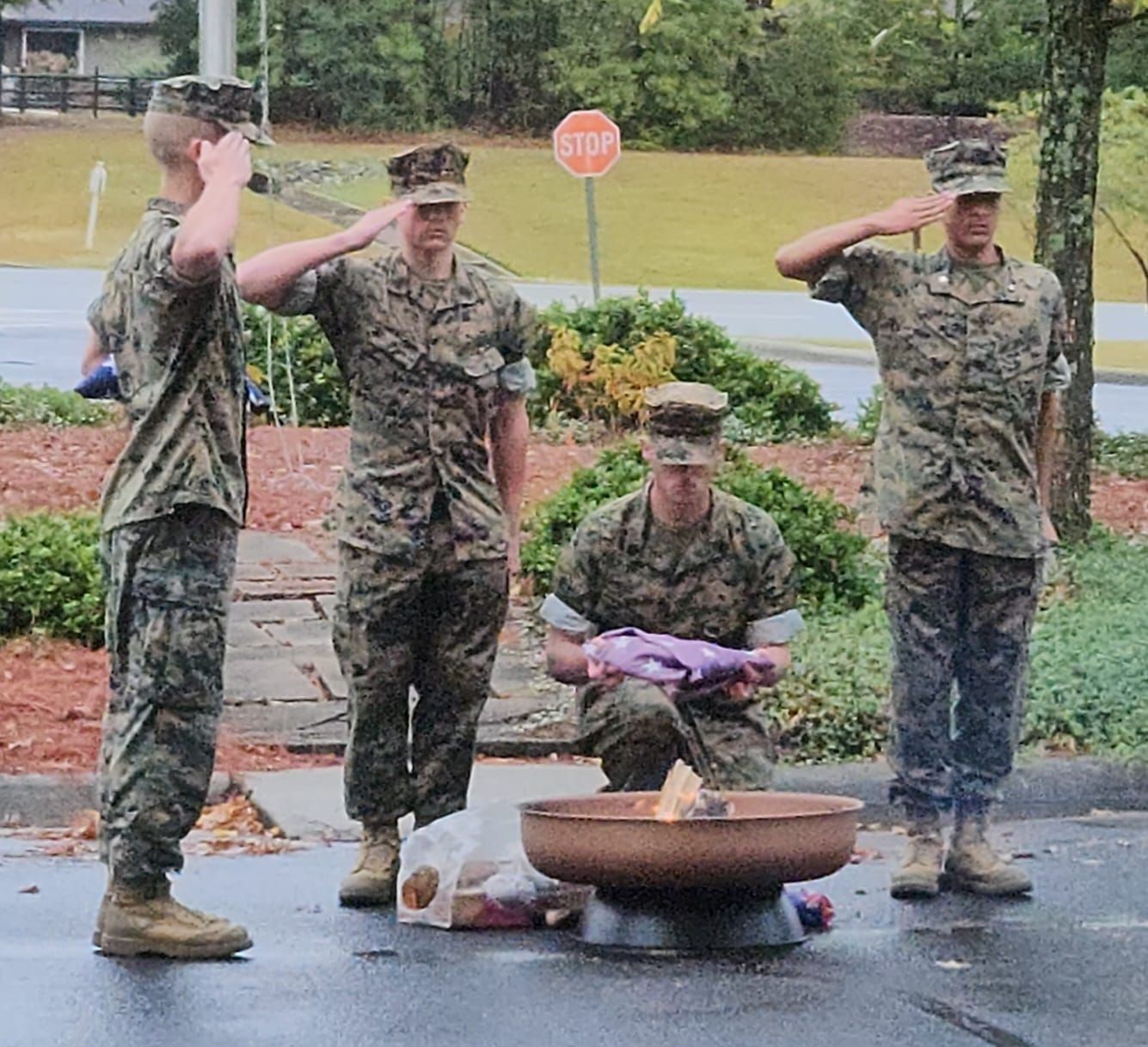 Retiring Flag with Local ROTC