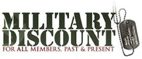 A logo for military discount for all members past and present.