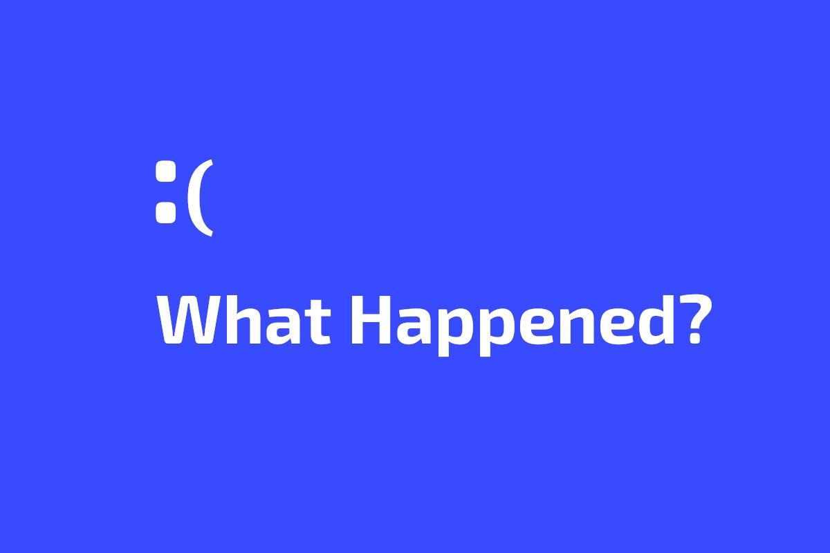 A simulated blue screen error message saying 