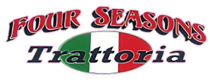 A logo for a restaurant called four seasons trattoria