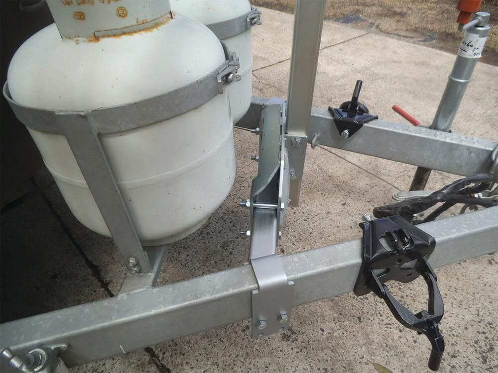 A Trailer With Two Propane Tanks Attached To It — Lake Macquarie Caravan Repairs In Cardiff, NSW