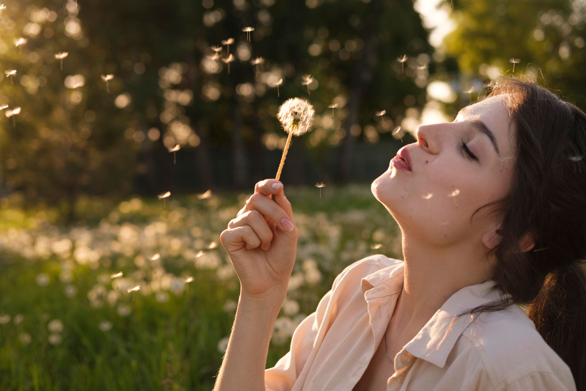 A woman enjoying the warm and breezy season without any worries