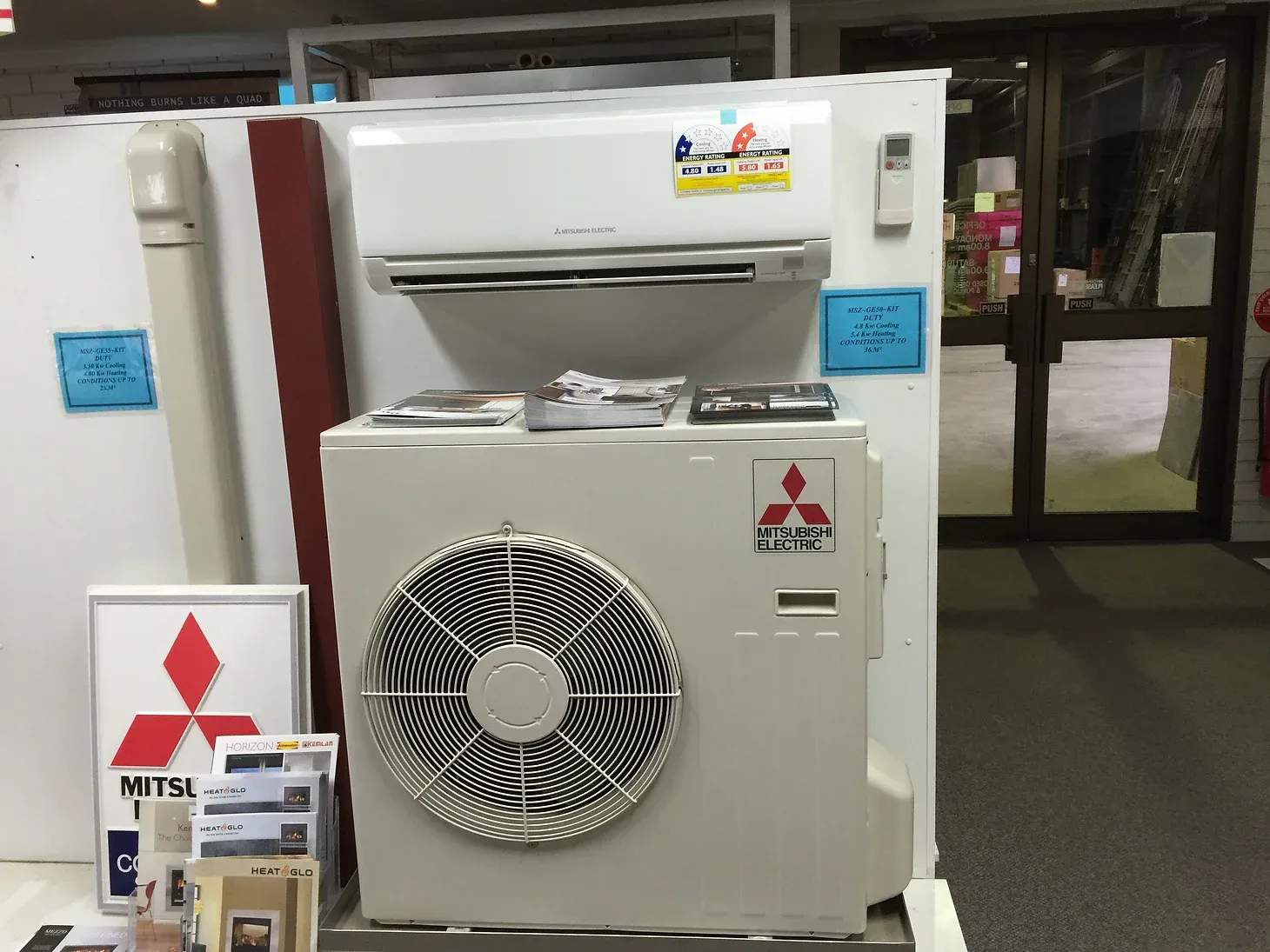 mitsubishi electric air conditioning unit on display at dwr services 