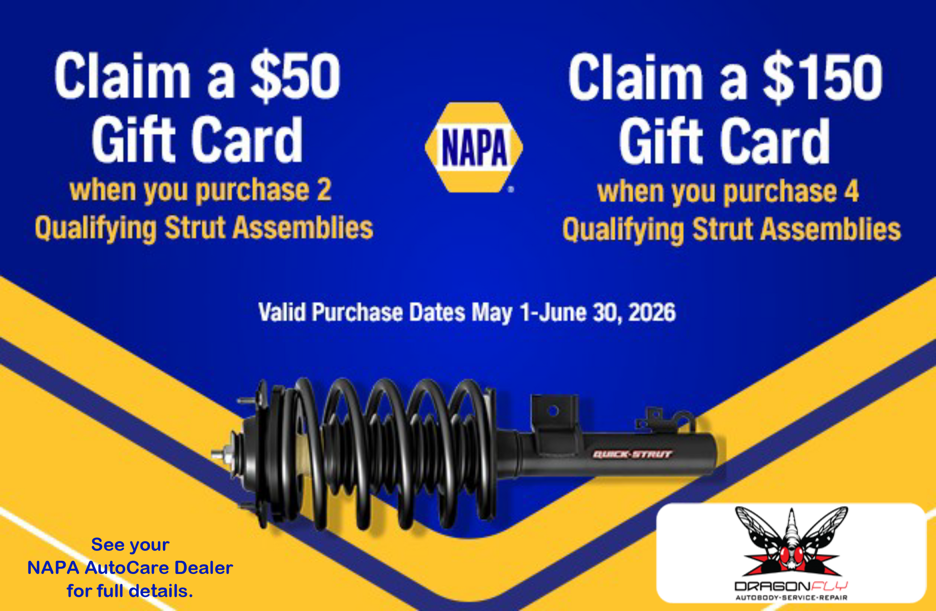 NAPA Claim a $50 or $150 Gift Card | Dragonfly Automotive