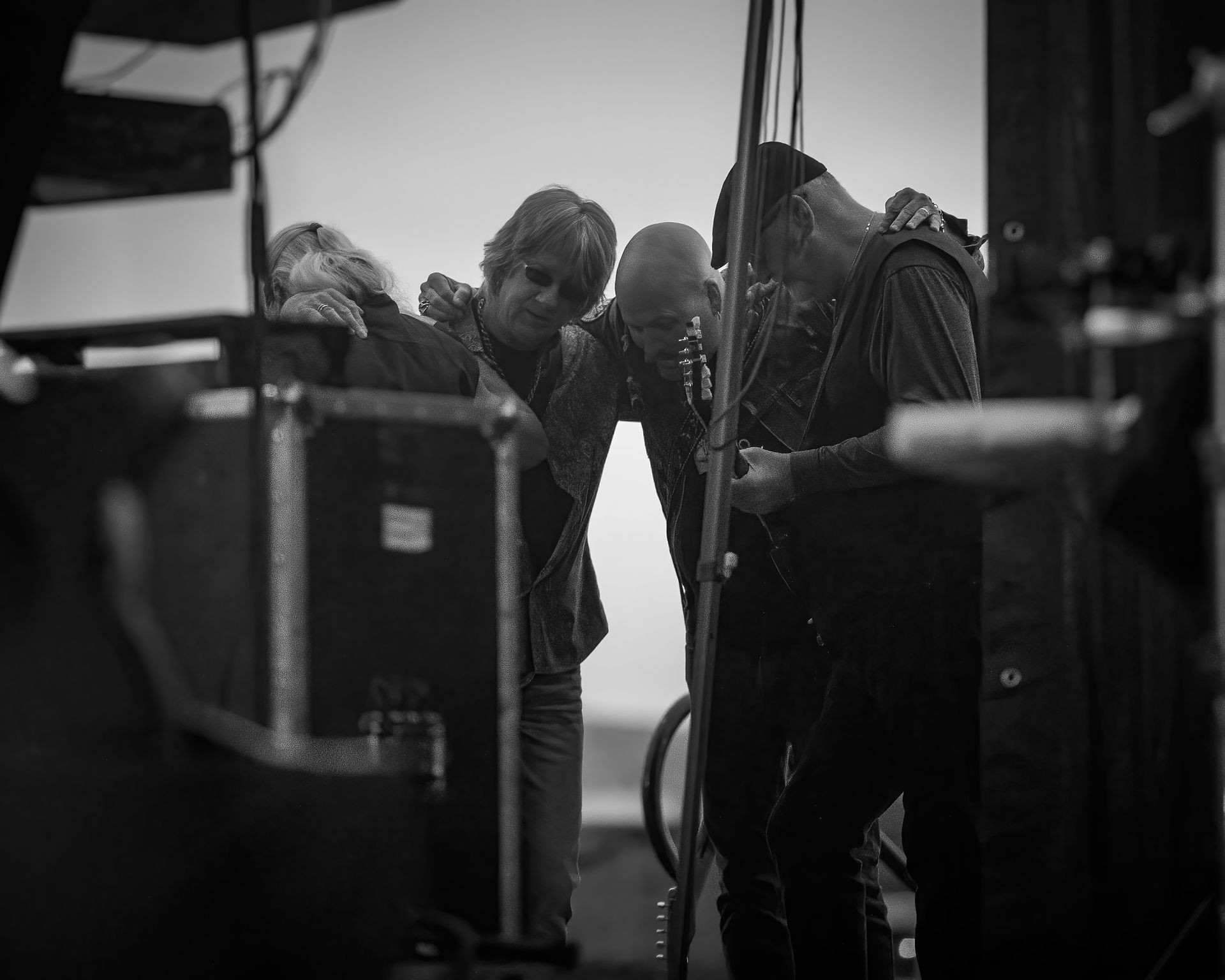 A black and white photo of a group of people