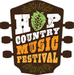 The logo for the hop country music festival is a guitar with a hop on it.