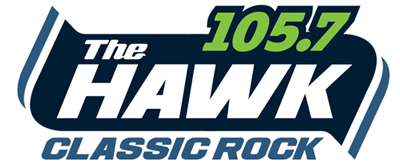 The logo for the 105.7 hawk classic rock for the jersey shore