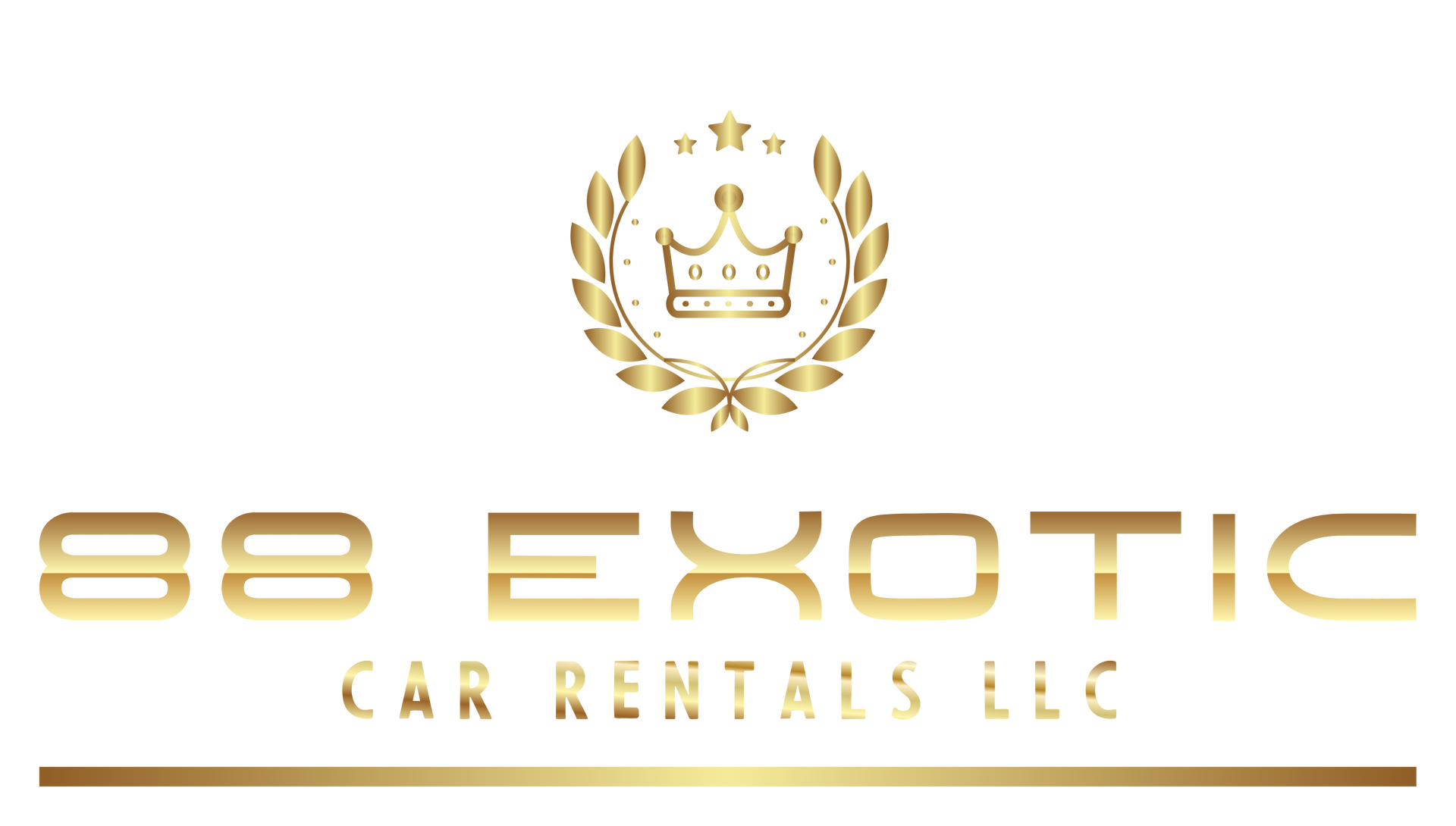 Gold crown inside gold laurel wreath with three stars.