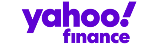 Yahoo Finance logo, purple text on white background.