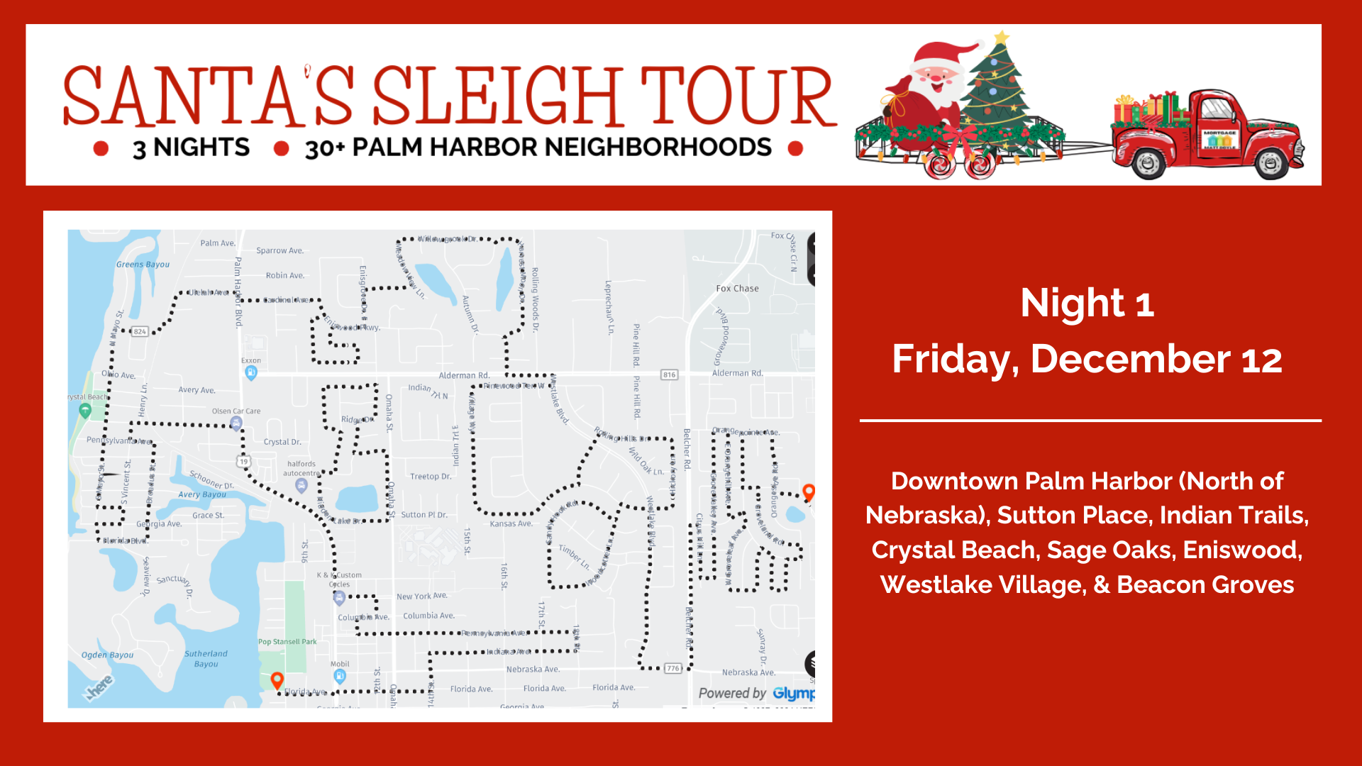 Santa's Sleigh Tour, Palm Harbor, FL - Night 1