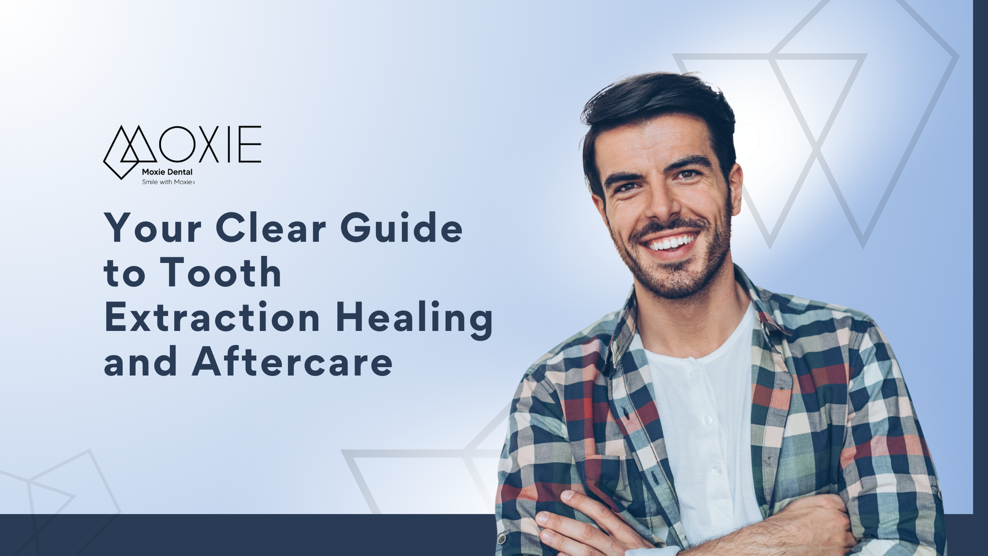 Man smiling, crossed arms, beside text 