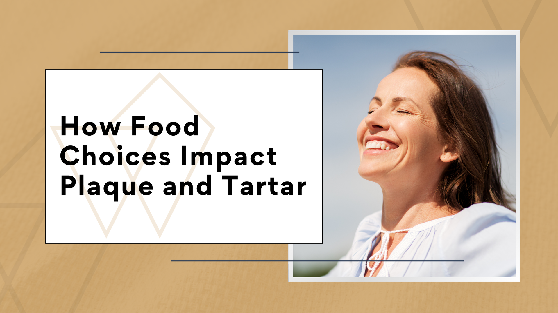 Woman smiling next to a graphic titled 