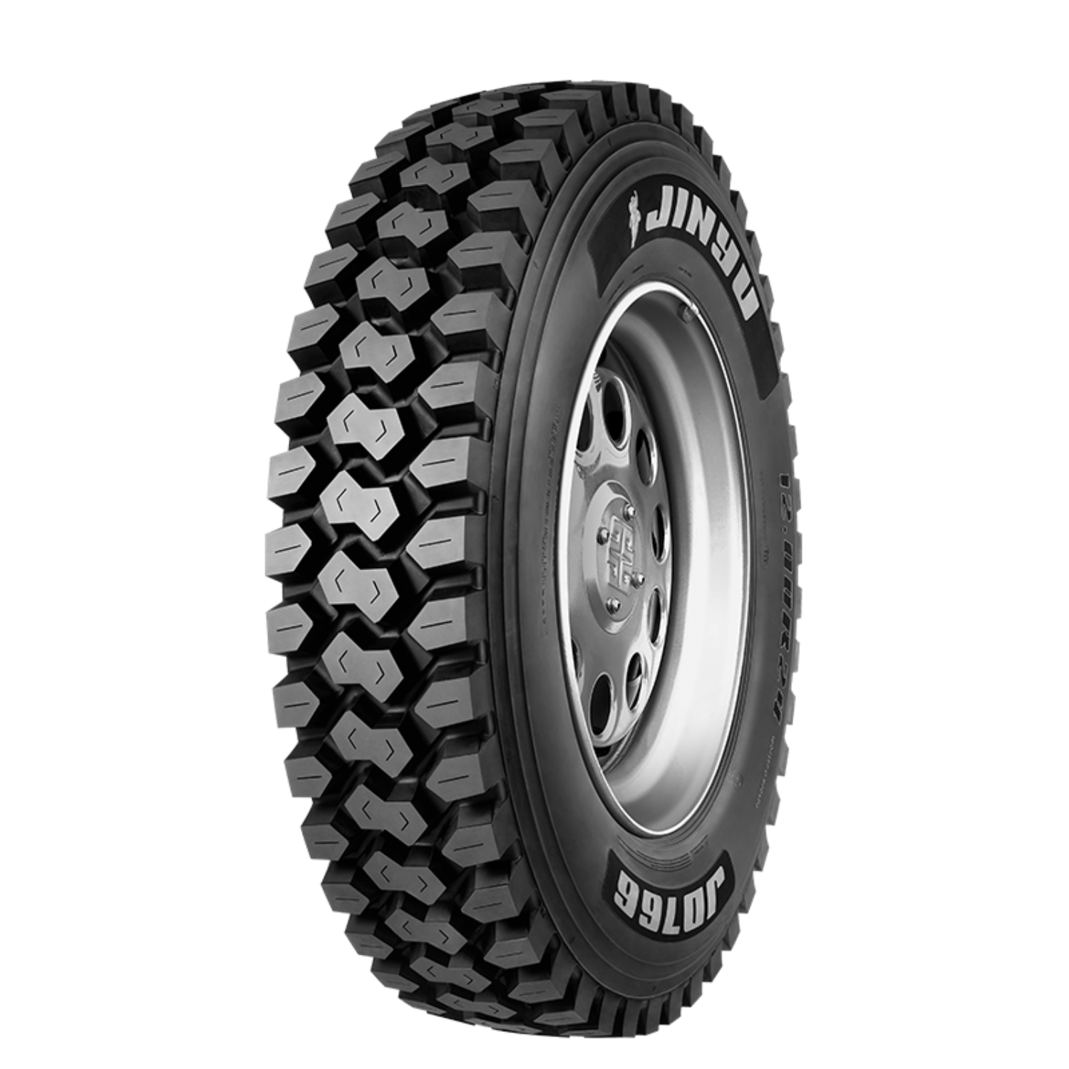 Pneu preto de caminhão com a marca